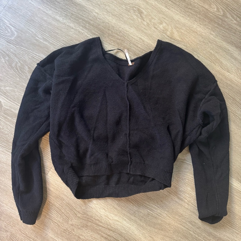 Free People Black V-neck sweater